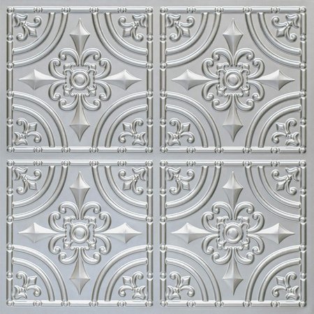FROM PLAIN TO BEAUTIFUL IN HOURS Wrought Iron Faux Tin/ PVC 24-in x 24-in 10-Pack Silver Textured Surface-mount Ceiling Tile, 10PK 205sr-24x24-10